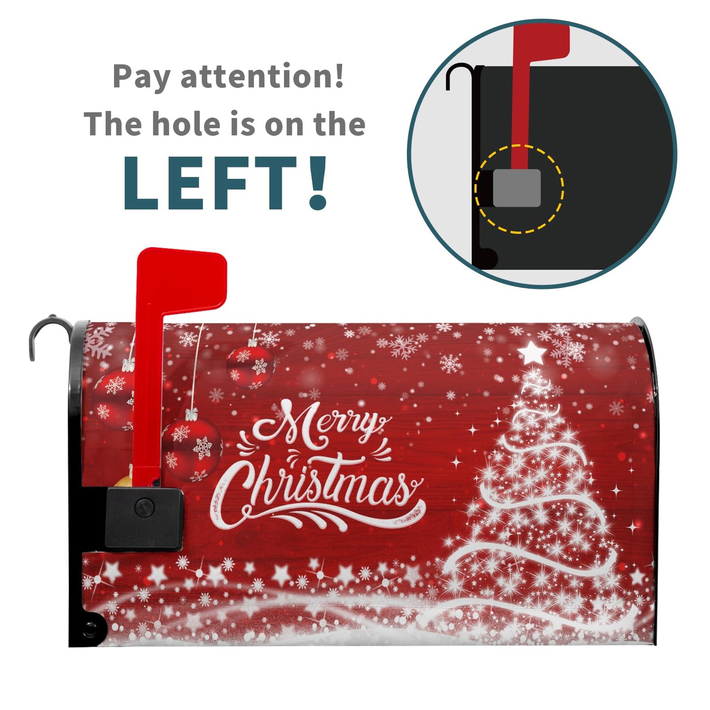 Merry Christmas Mailbox Covers Magnetic Standard Size 18" X 21" Winter Snowflake Pine Mailbox Wraps Holiday Xmas Letter Post Box Cover for Home Garden Outdoor Yard