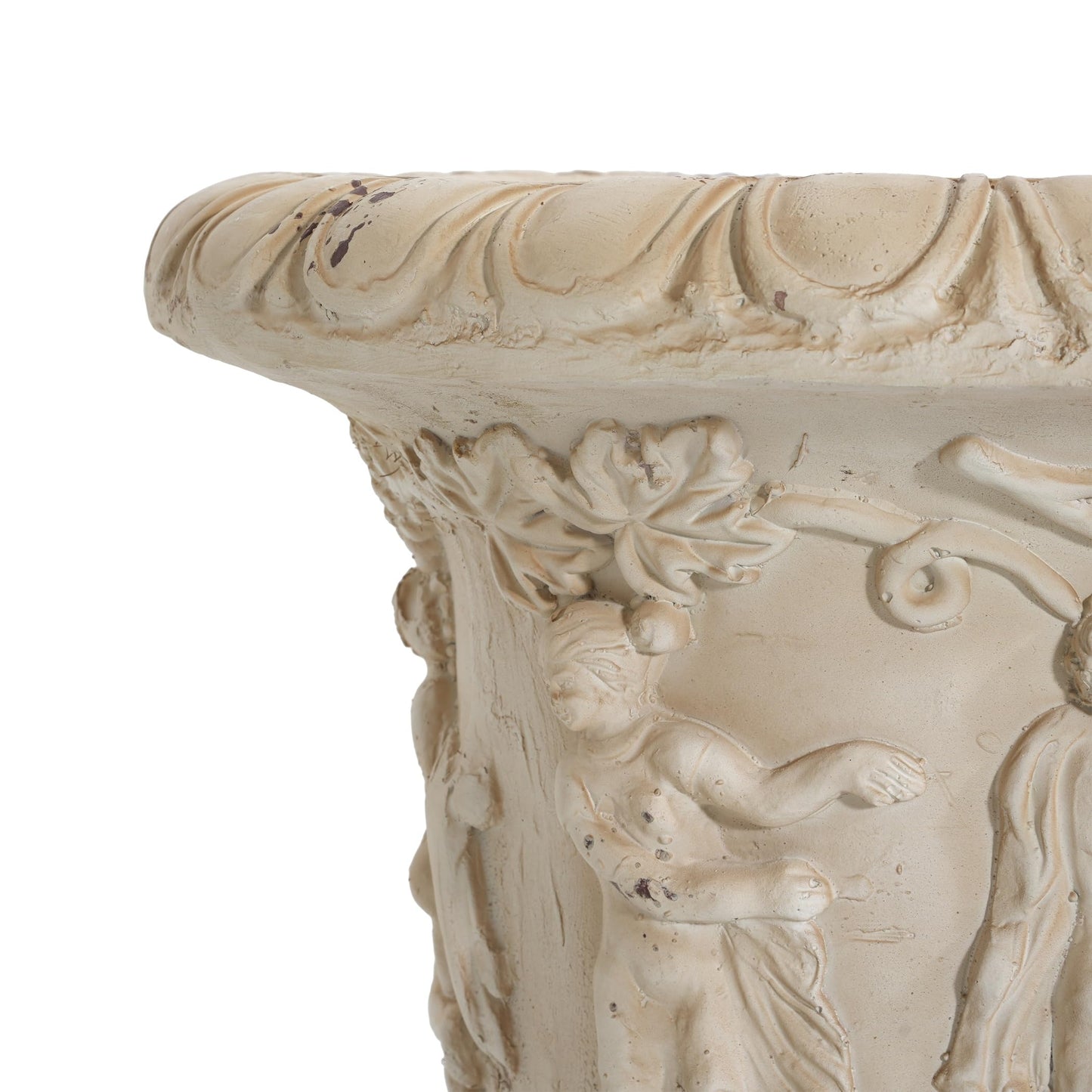 PETALORE Antique White Urn Planter, 27" Tall Large Urn Planter Outdoor for Garden Patio or Front Porch, Hand-Painted Magnesium Oxide Urns Flower Pot with Drainage Hole, No Assembly Needed