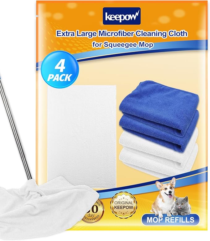 KEEPOW 4PCS Extra Large Microfiber Cleaning Clothes, Washable Reusable