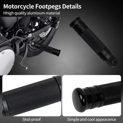 QUASCO Motorcycle Foot Pegs, Black CNC Aluminum Mounting Footpegs, Motorbike Passenger Footrests Pedals Compatible with Harley Dyna, Sportster, Road king, Forty Eight
