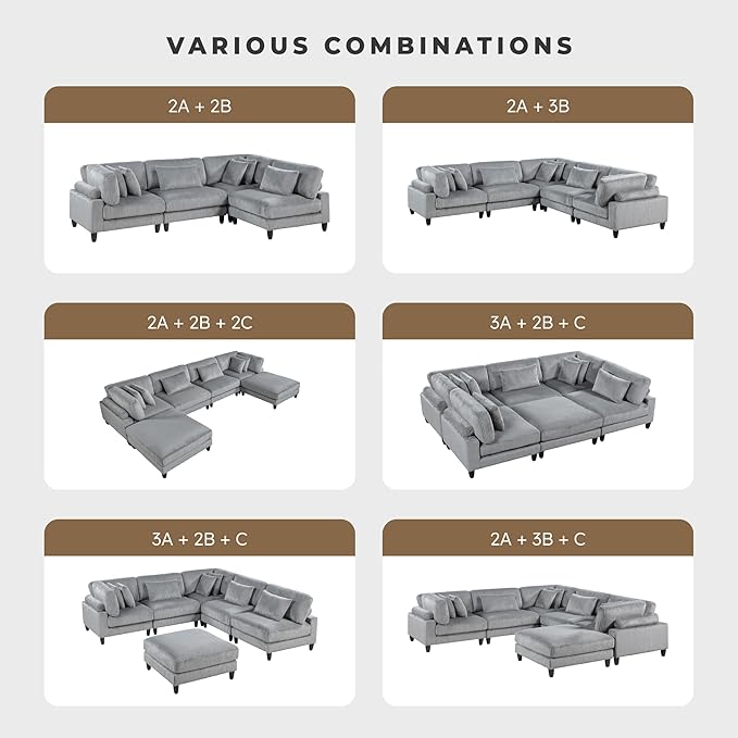Lexicon 120 Inch Modular Sectional Sofa