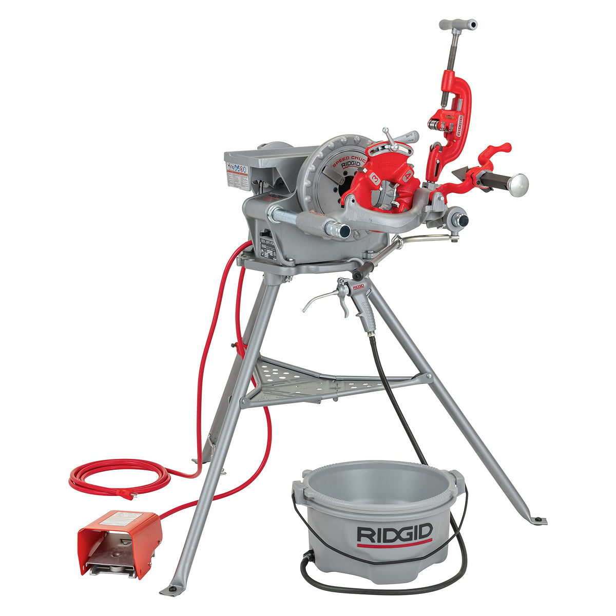 RIDGID 300 Power Drive Pipe Threading Machine + Mophorn 460-6 Tripod Pipe Chain Vise