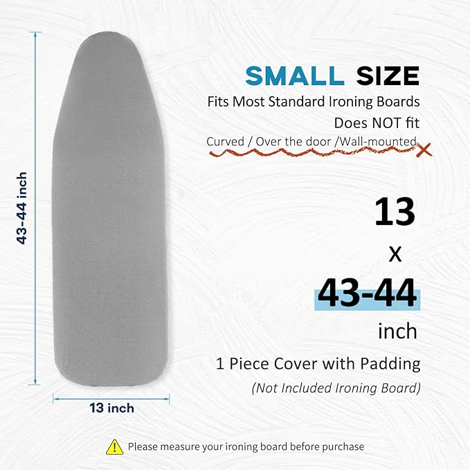 Small Ironing Board Cover 13"x43", RAINHOL Iron Board Replacement Cover and Pad