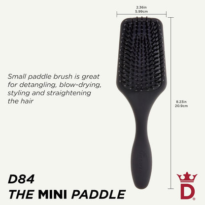 Denman (Black) Mini Paddle Cushion Hair Brush for Blow Drying, Detangling & On the Go Travel - Comfortable Styling, Straightening & Smoothing - For Women and Men, D84