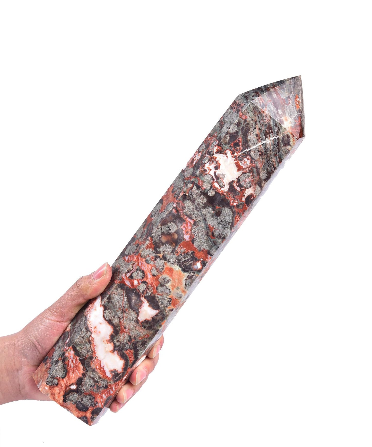 AMOYSTONE Raw Agate Crystal Obelisk 3.5-4LB - Natural Geode Hexagonal Tower for Energy Healing, Meditation, Geological Display