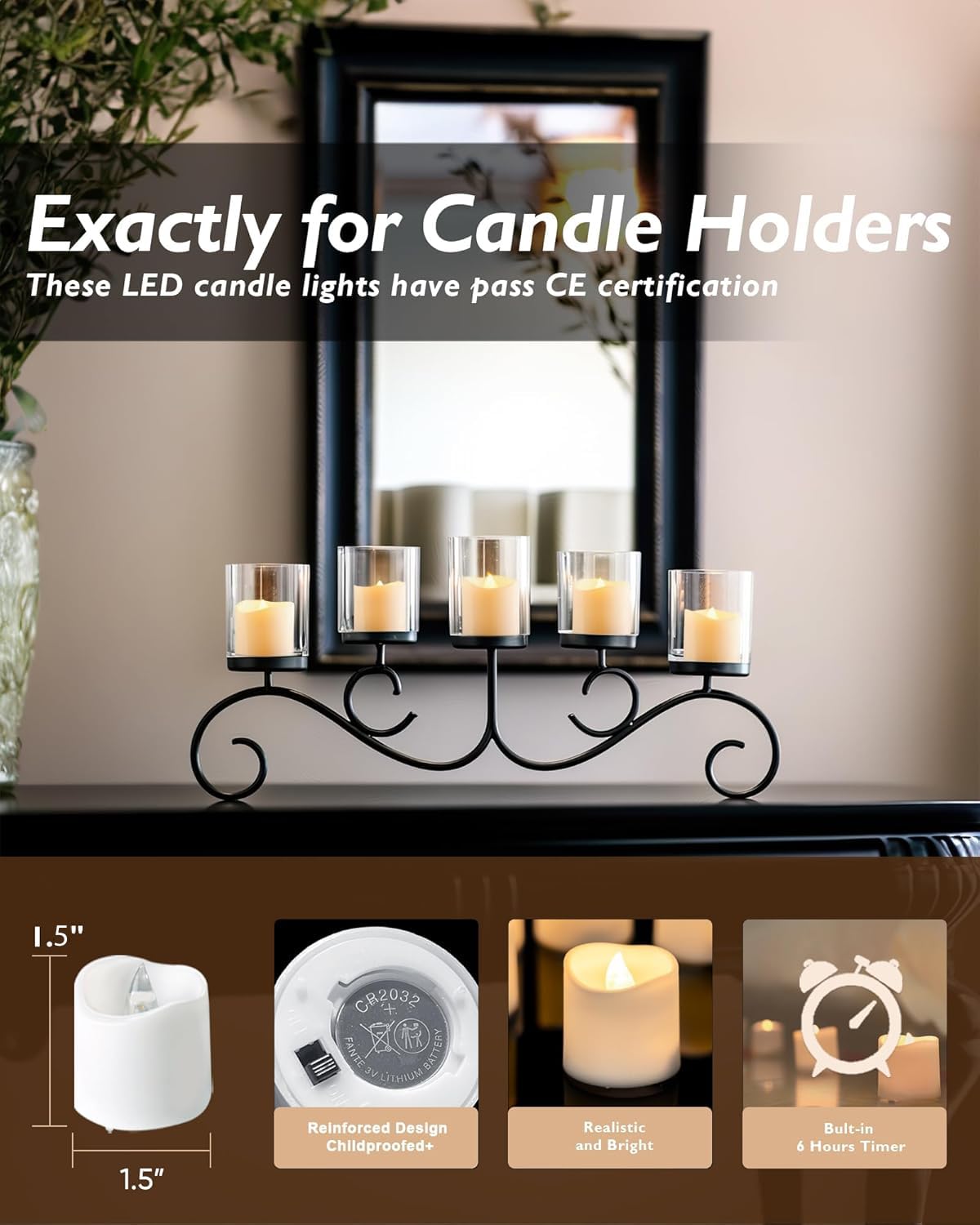 Homemory 24Pack Timer Flameless LED Votive Candles, Long Lasting Battery Operated Tea Light with Timers, 6 Hours On and 18 Hours Off Cycle Automatically for Wedding, Table Decorations (Warm White)