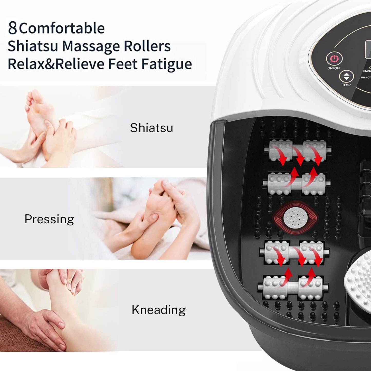 Foot Spa Bath Massager with Heat, Epsom Salt,Bubbles, Vibration and Red Light, Tub for Stress Relief,Foot Soaker, Christmas Gifts Birthday Gifts for Mom Dad Women Men Her Him