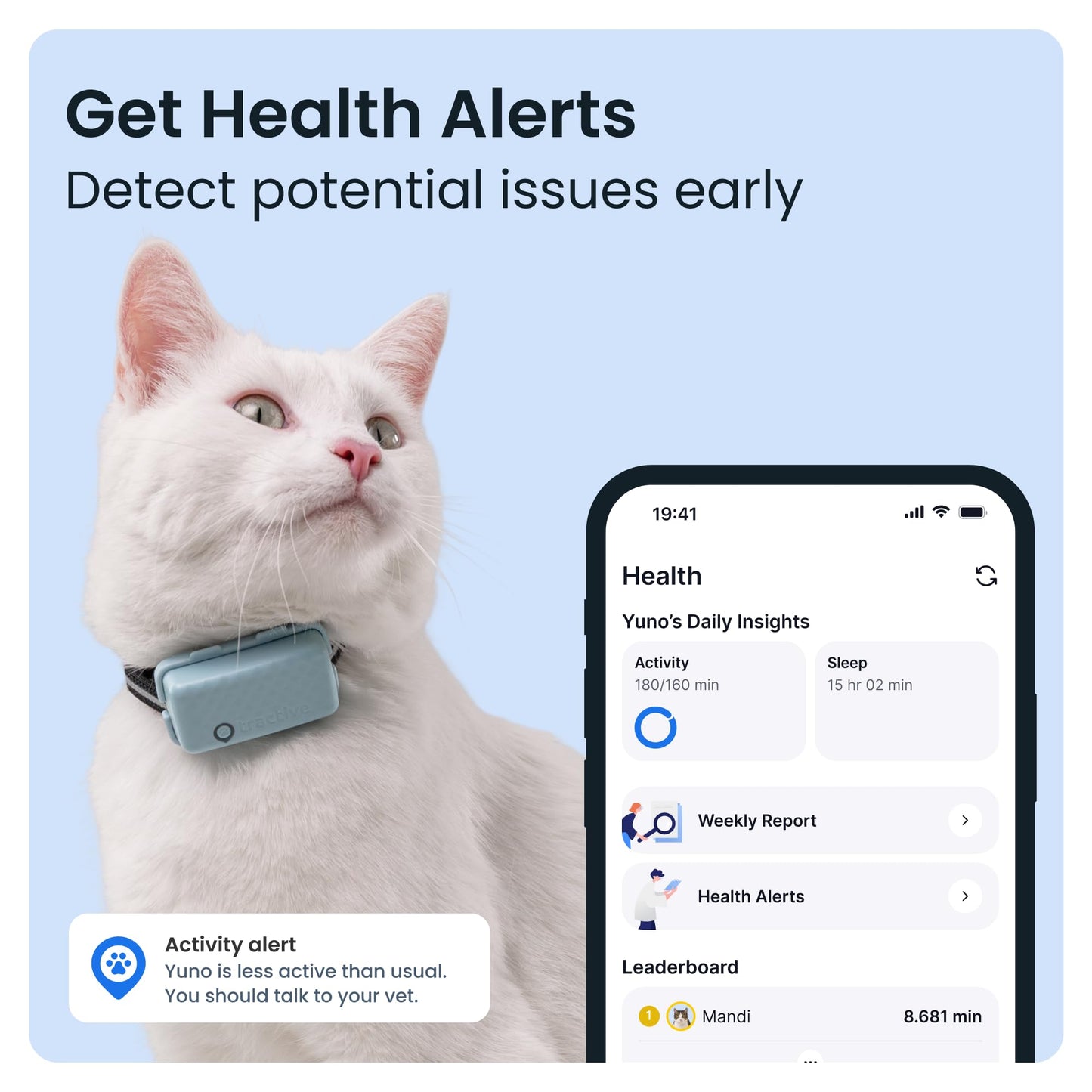 Tractive Mini GPS Cat Tracker | Market Leader | Real-Time Location Tracking | Location History | Monitor Activity | Collar Included