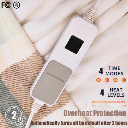 MERRYLIFE Heated Blanket Cozy Soft Electric Blanket with 4 Heating Levels&8 Hours Auto Off Overheat Protection Machine Washable UL&FCC Certification Use for Home Couch (Cheetah,50" 60")