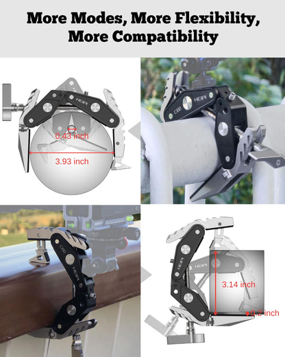 HEIPI Super Clamp Phone Camera Mount Holder 2-in-1 Clamp & Stand Design with 1/4"-20 & 3/8"-16 Screw Mount Adapter Holder Max Clamping 3.93 inch for Tripod Accessories, Phone, Action, DSLR Camera