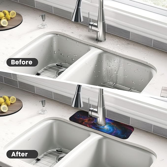 Island Time Tropical Leaves Floral Kitchen sink faucet pad, strong water