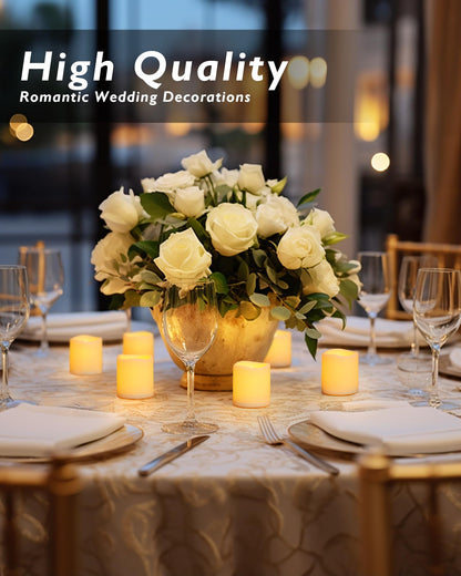 Homemory 100Pack Flickering Flameless Votive Candles, 200+Hour Electric Fake Candles, Battery Operated LED Tealight for Wedding, Outdoor, Table, Festival (Amber Yellow,Battery Included)