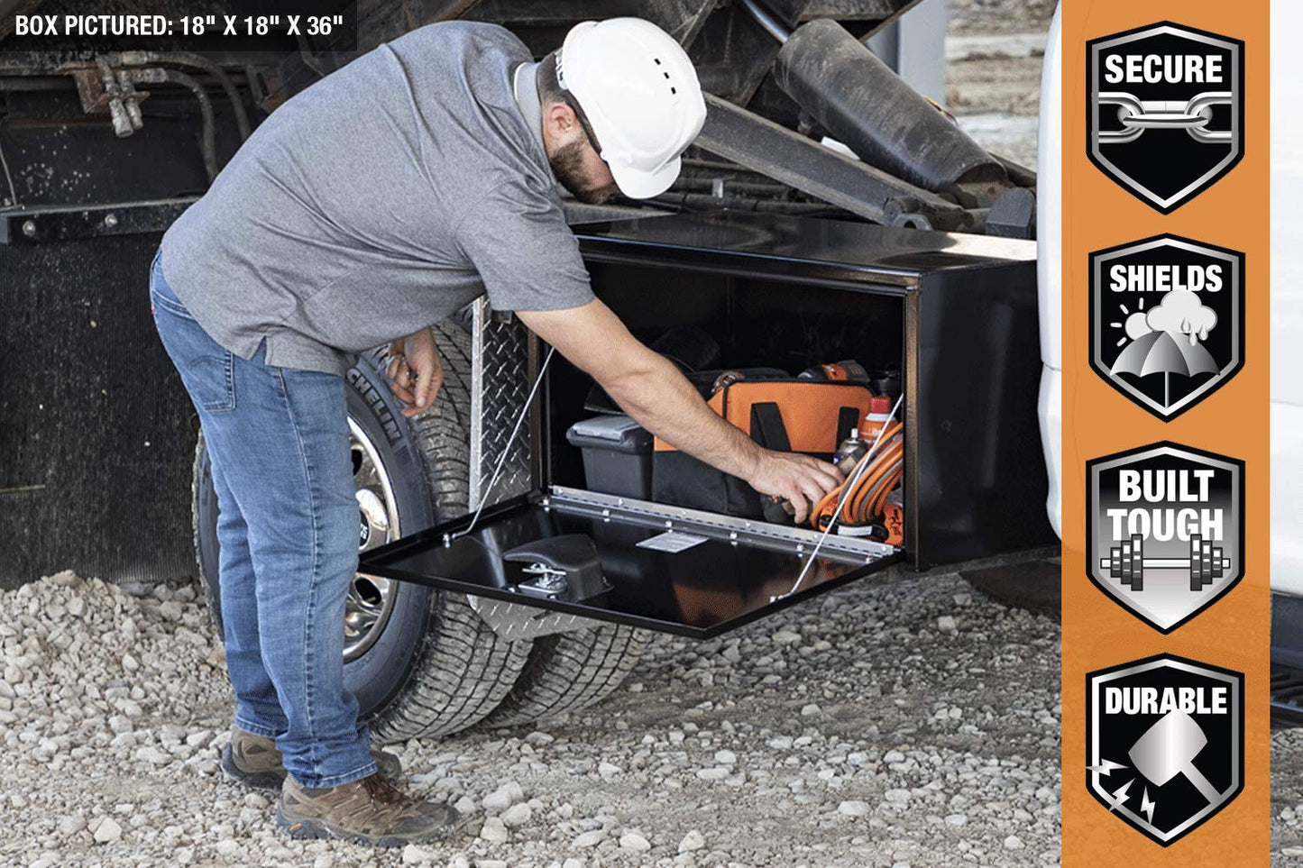 Buyers Products 1703400 White Steel Underbody Truck Tool Box, 14 x 16 x 24, Made in USA, 14 Ga Steel, Locking Stainless Latch, Weather-Resistant, Powder-Coated, Secure Storage for Work Trucks