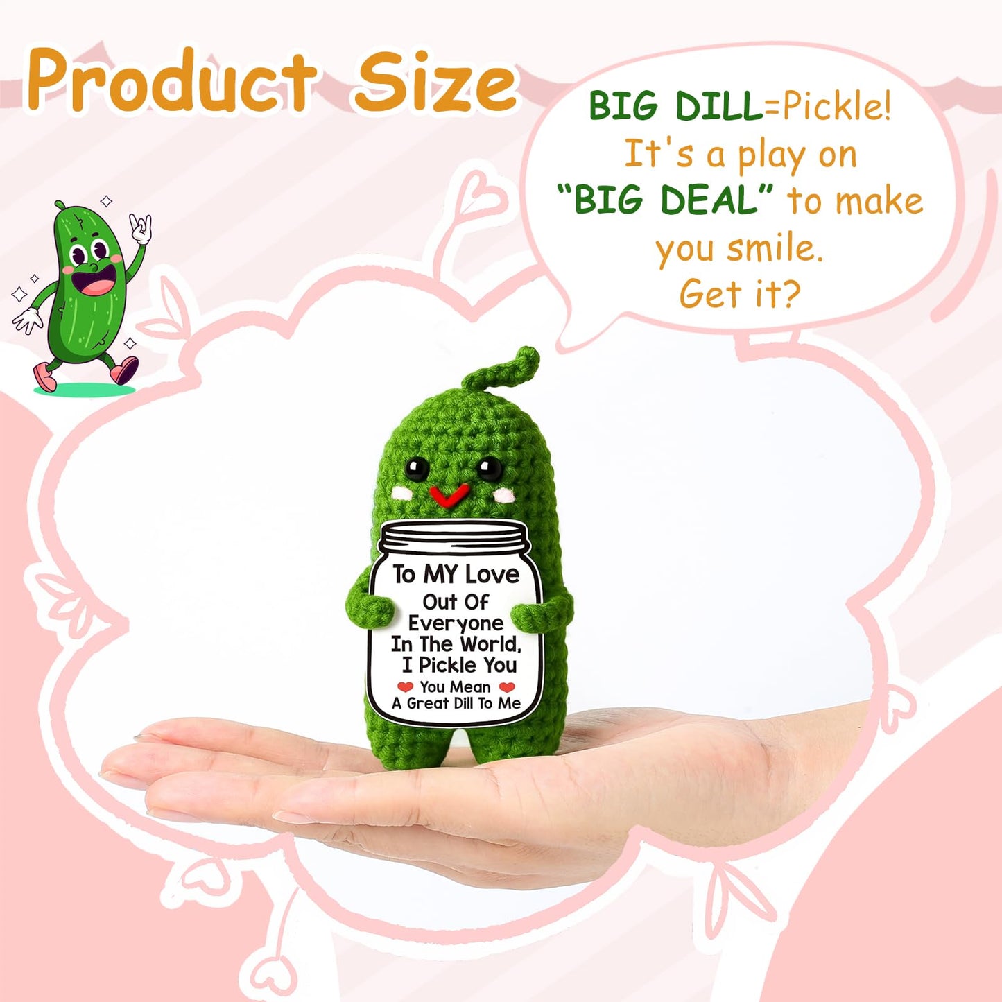 Valentines Day Gifts for Him Her Boyfriend Girlfriend, Handmade Crochet Pickle Valentines Gifts for Wife Husband, I Love You Birthday Gift To My Love Wedding Anniversary Romantic Gift for Couples