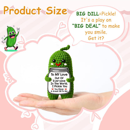 Valentines Day Gifts for Him Her Boyfriend Girlfriend, Handmade Crochet Pickle Valentines Gifts for Wife Husband, I Love You Birthday Gift To My Love Wedding Anniversary Romantic Gift for Couples