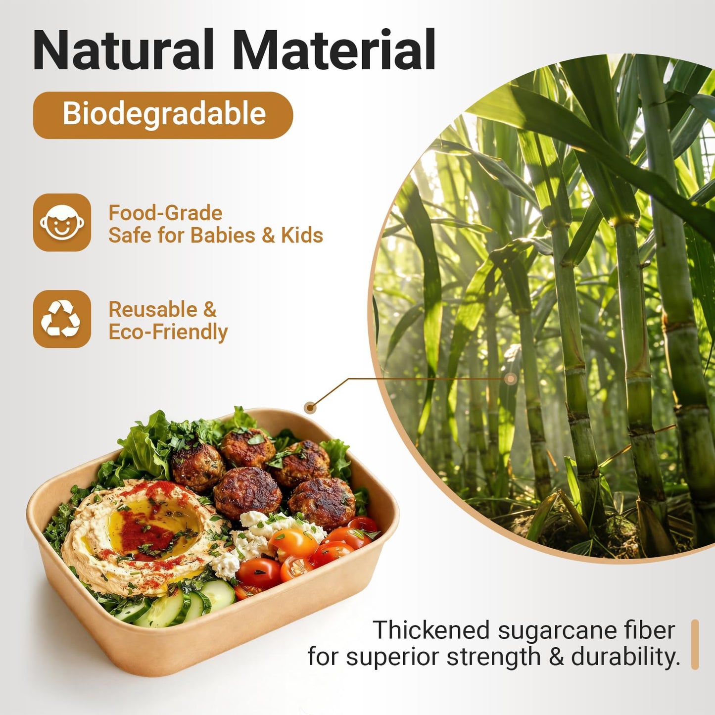 ganfaner 25 oz Disposable Bowls with Lids, 200 Sets Kraft Paper Bowls Square, Disposable Meal Prep Food Container with Sealing Lid, Microwave Safe Leakproof is Perfect for Party Lunch Hot Soup