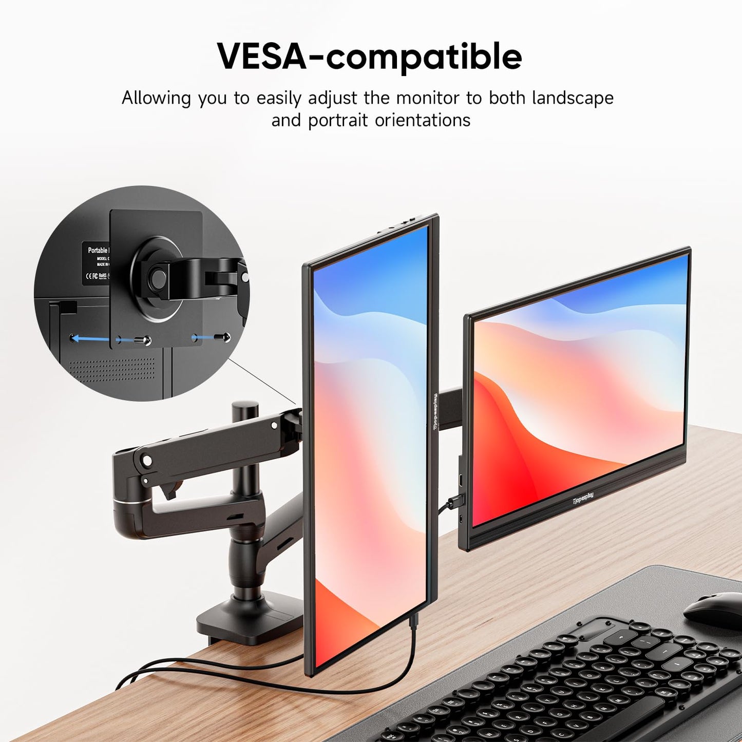 Dopesplay Portable Monitor 15.6'', 1080P FHD Travel Monitor for Laptop, USB-C/HDMI Portable Second Computer Display, Lightweight External Screen for PC Mac PS3/4/5 Xbox