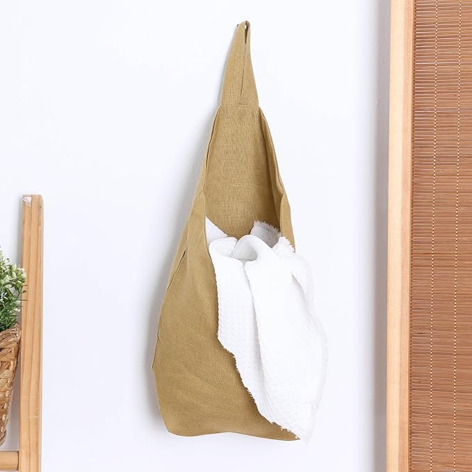 100% Linen Hanging Storage Bags Baskets 2 Pcs, Small Wall Storage Bag