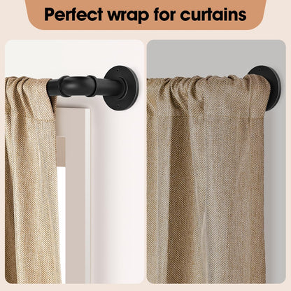 1 Inch Industrial Curtain Rods for Windows 28 to 48 Inches, Blackout Wrap Around Curtain Rod, for Indoor and Outdoor, Simple Design, 33 to 45 Inches, Black