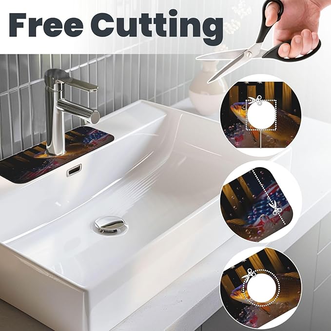 Wood American Flag Fish Kitchen sink faucet pad, strong water absorption