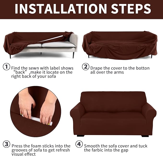 Peryiter 2 Pcs Sofa Covers Couch and Loveseat Covers Set Stretch Sofa Slipcover