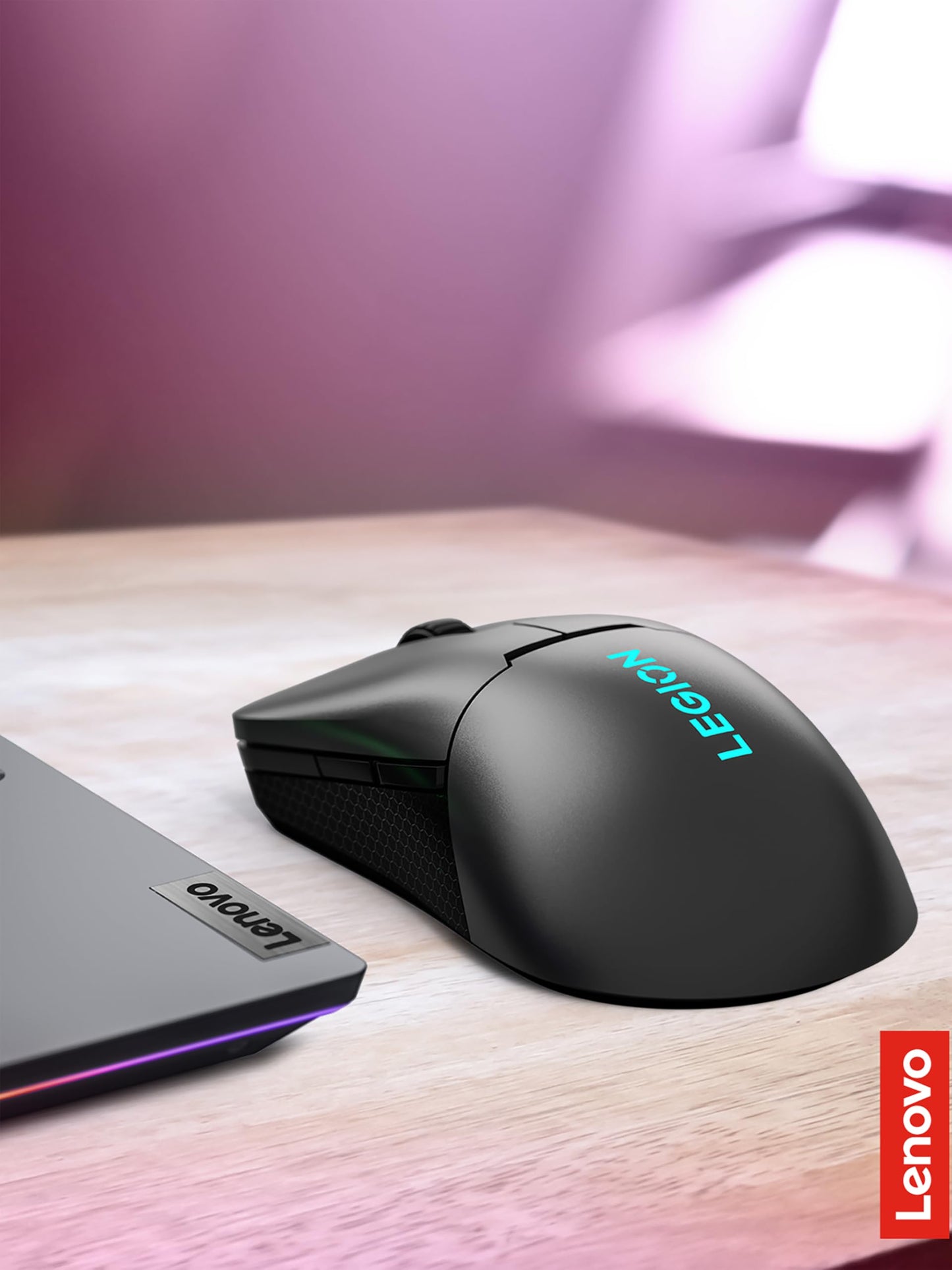 Lenovo Legion M410 Wireless RGB Gaming Mouse – 6 Button Palm Grip Mouse with 16,000 DPI, 53 Hour Rechargeable Battery, 2-Zone RGB Lighting, NVIDIA Reflex Compatible