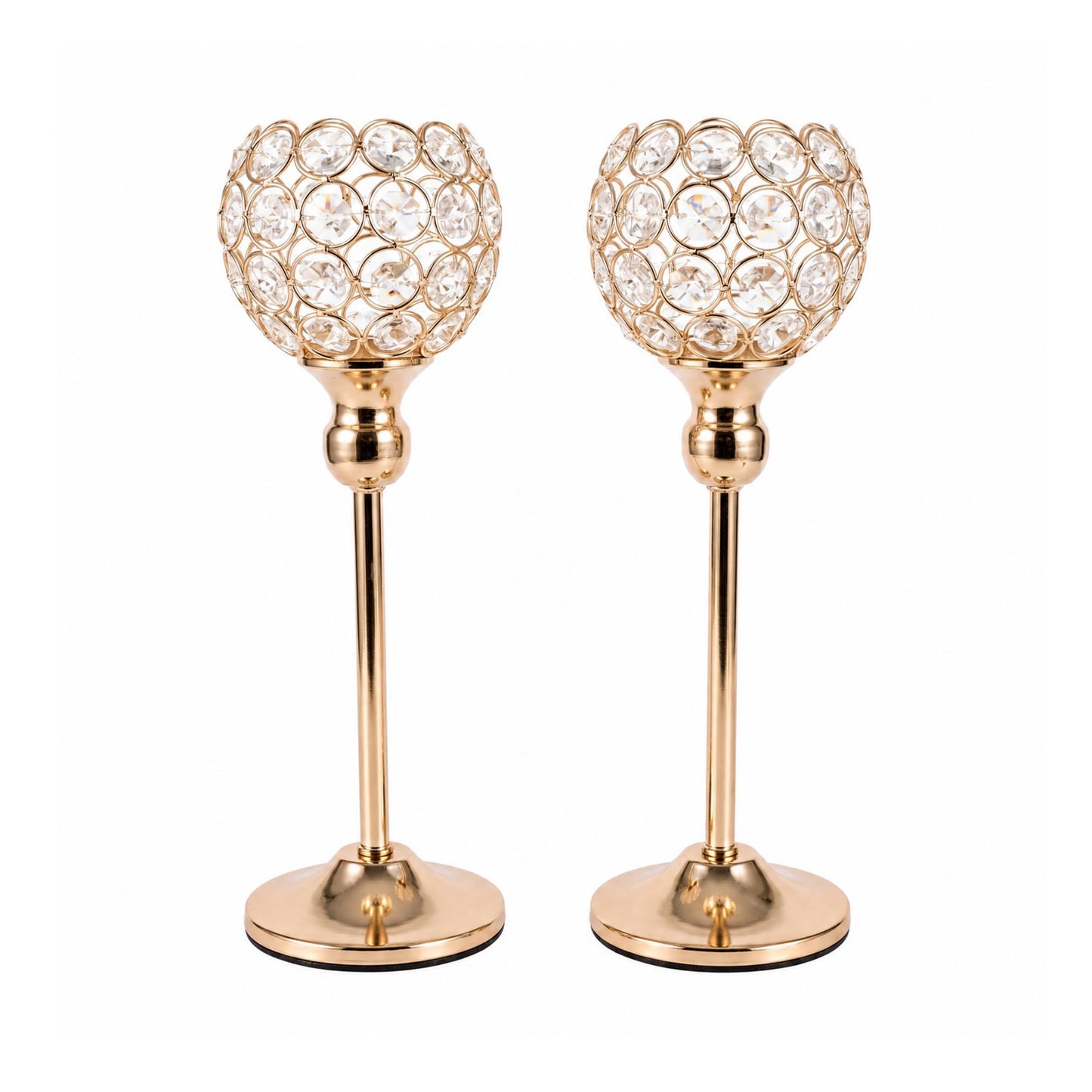 VINCIGANT Gold Crystal Candle Holders Set of 2 for Fireplace Coffee Table Mantle Decor,Wedding Home Halloween Decoration Centerpieces