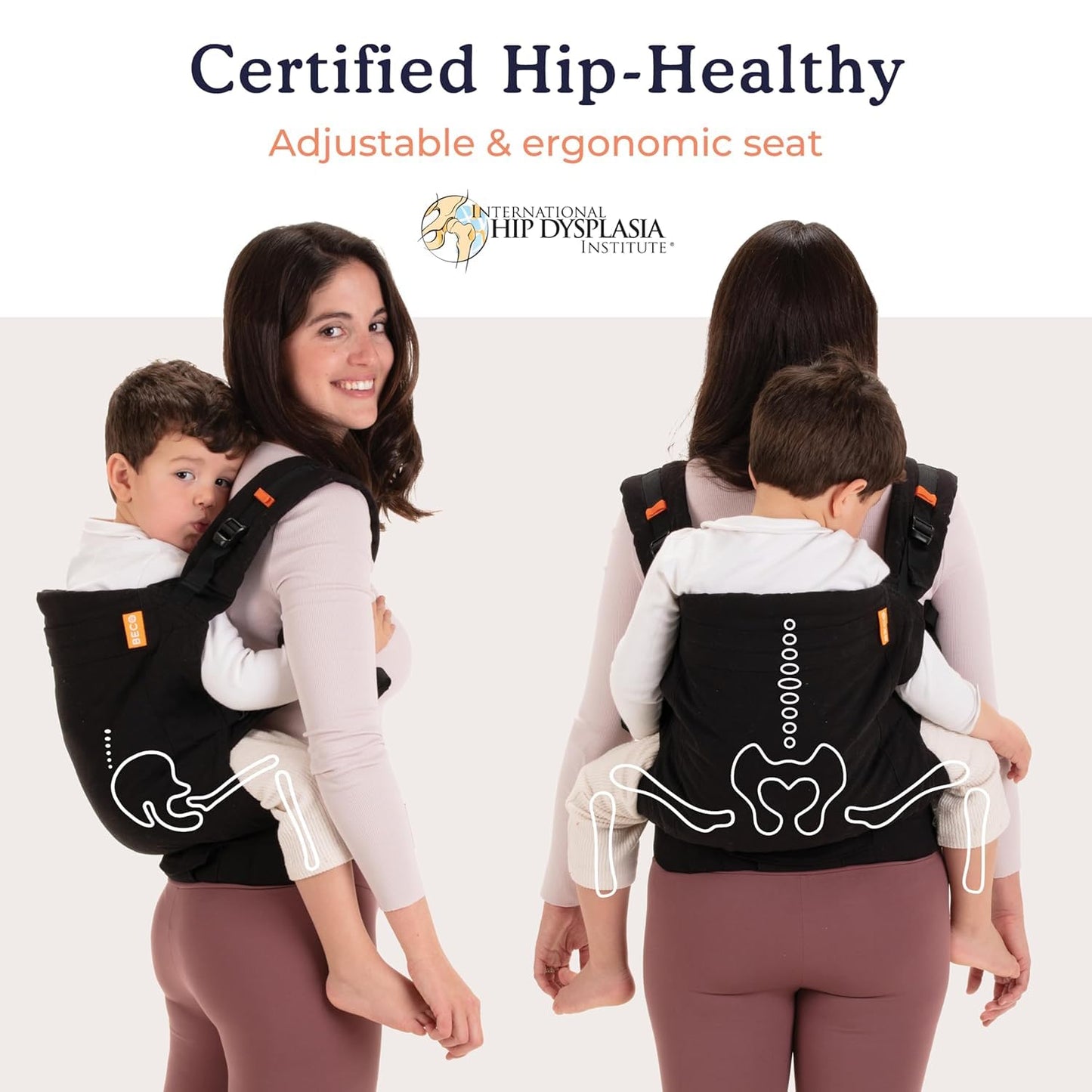 Beco Toddler Carrier with Extra Wide Seat, 100% Cotton Toddler Carrying Backpack Style and Front-Carry, Lightweight & Breathable Child Carrier, Toddler Sling Carrier 20-60 lbs (Metro Black)
