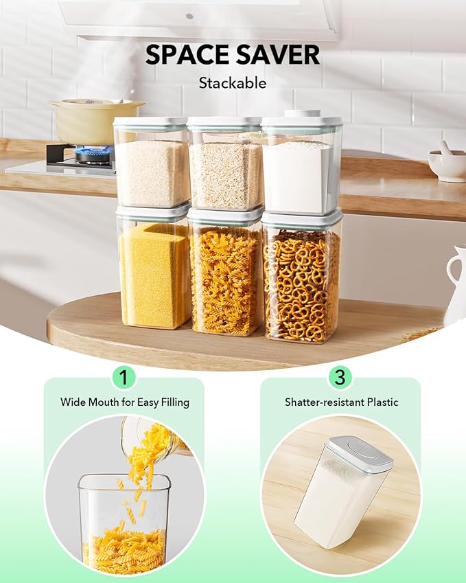 Ankou Food Storage Container Sets, 2.8 Qt *2+ 4.2 Qt *4 Airtight Canisters