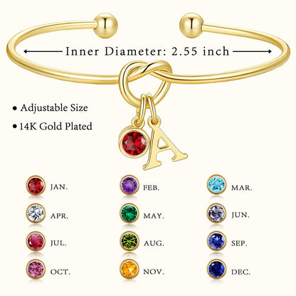 M MOOHAM Birthstone Initial Bracelets for Women - Tie the Knot Bridesmaid Proposal Gifts Initial J April Birthstone Clear CZ Color Bracelets Personalized Birthday Gifts for Women Jewelry