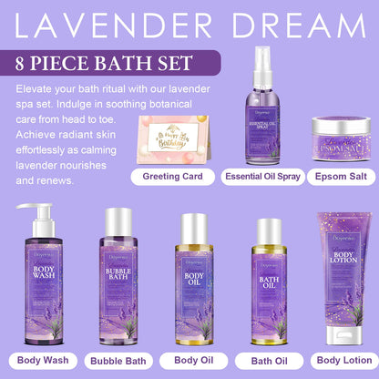 Spa Gifts for Women,Bath Body Care Wash Christmas Gifts Baskets for Women,Relaxation Calming Lavender Spa Set Home Self Care Shower Kit Birthday Valentines Stocking Stuffers for Mom Wife Sister