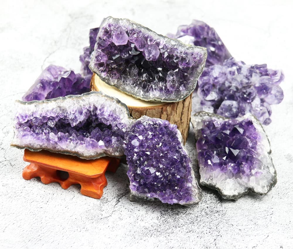 Nvzi Amethyst Crystals, Amethyst Cluster, Amethyst Clusters for Witchcraft, Amathesis Crystal, Raw Amethyst, Natural Amethyst Geode Cave Crystals and Healing Stones(0.5Lb)