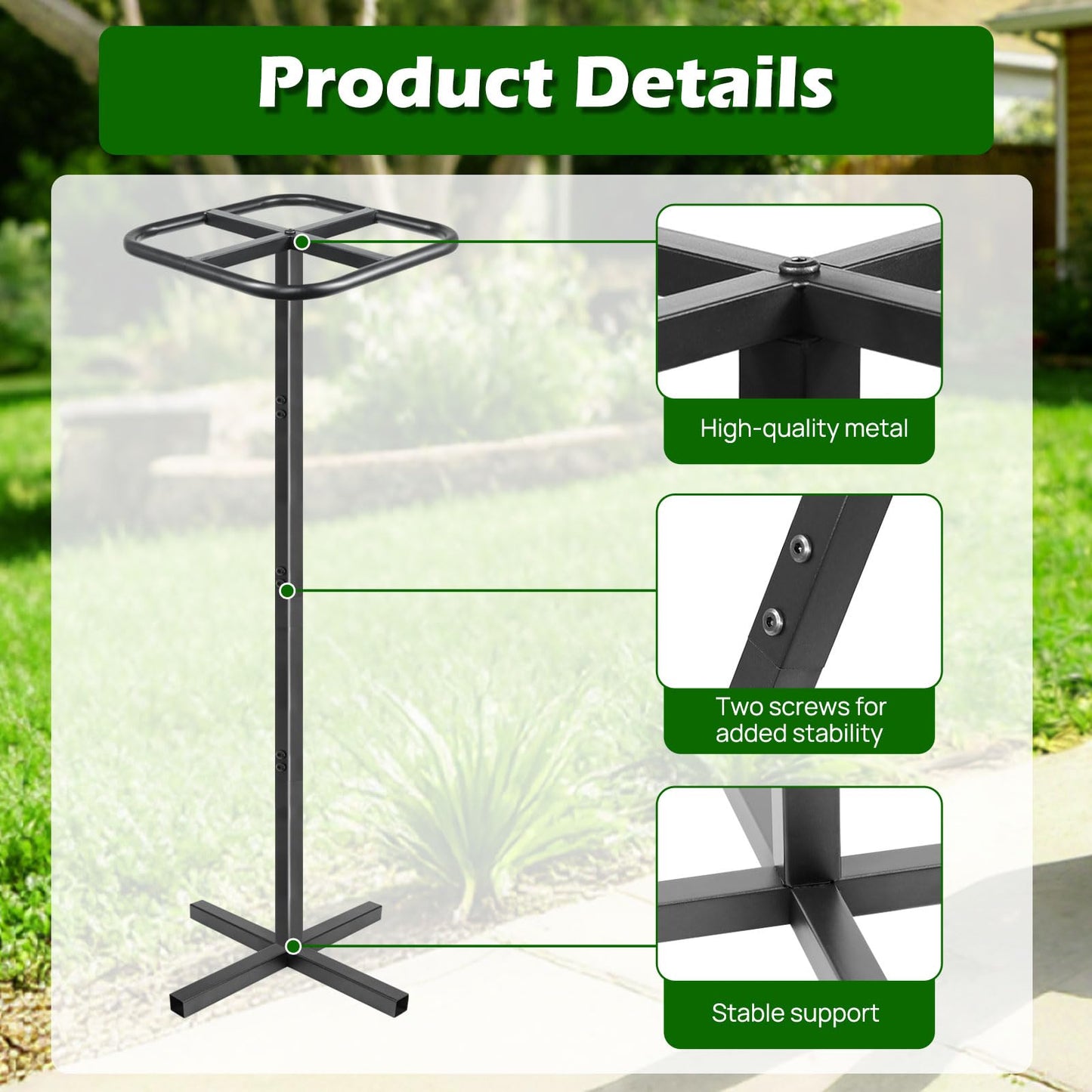 Ansonation Extra Thick Adjustable Dragon Fruit Trellis,Durable Metal Plant Trellis Outdoor Climbing Plants Support Frame for Vertical Gardening Trees Cactus Black