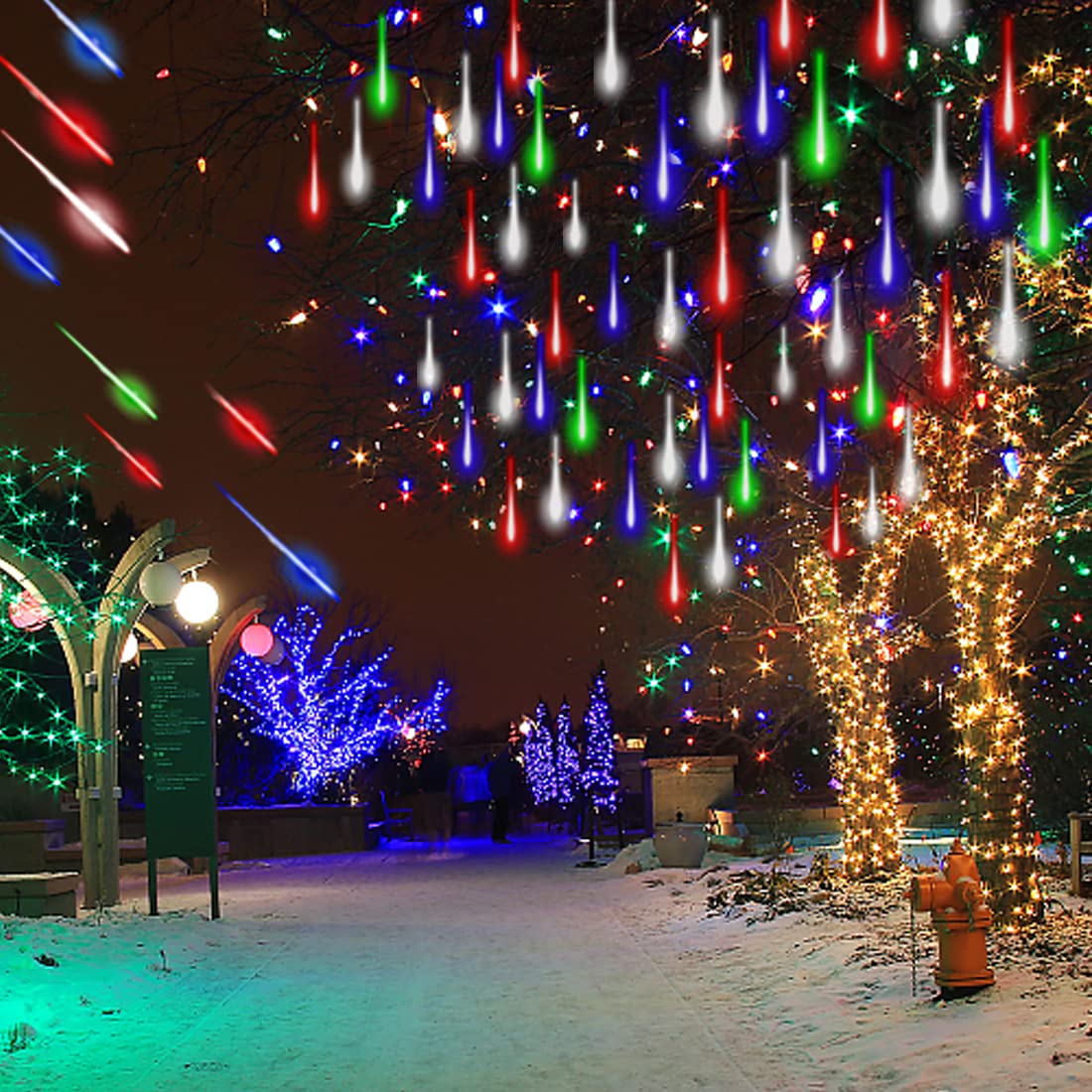 Adecorty Christmas Lights Outdoor Tree Cascading Icicle Light UL Certified