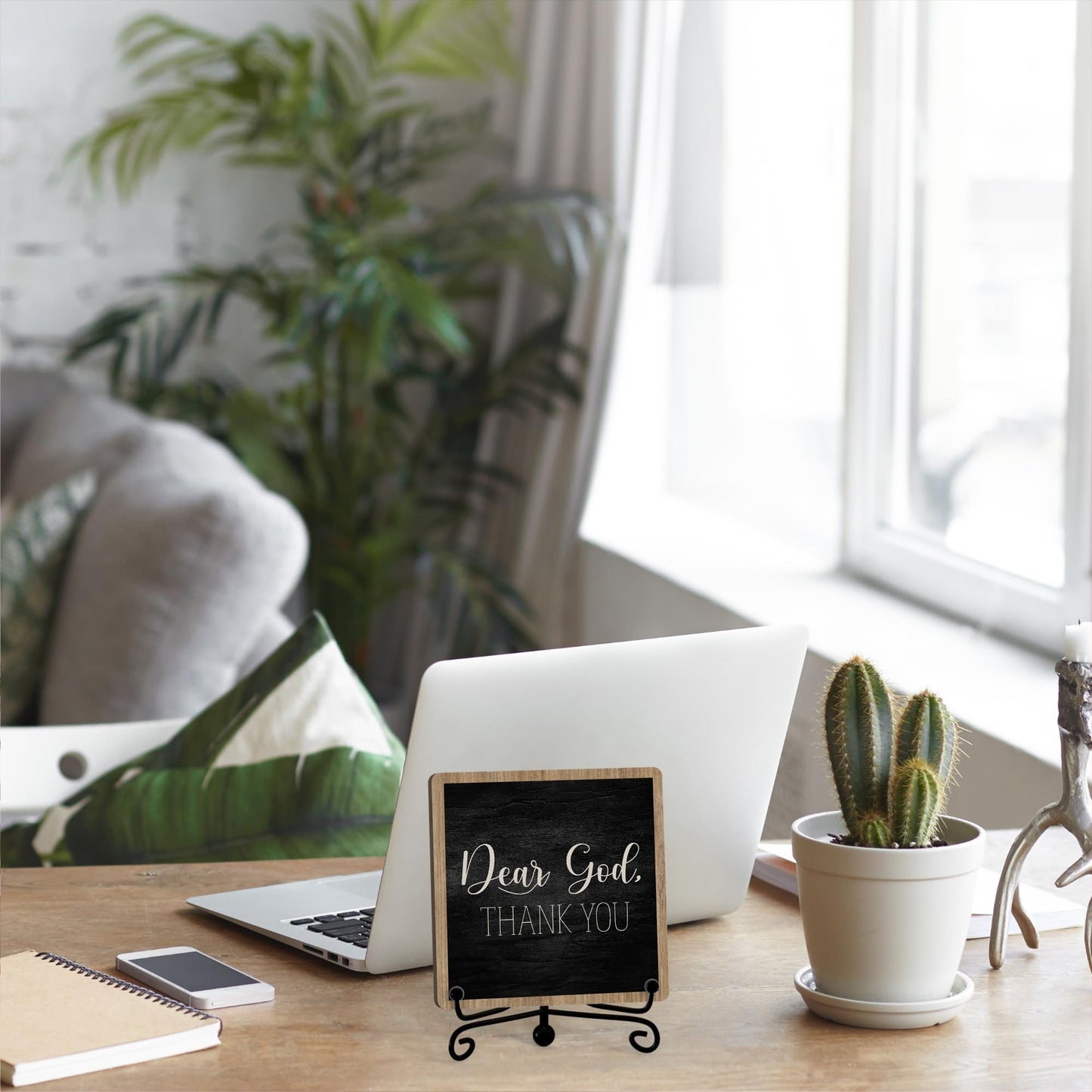 Modern Farmhouse Decor, Home Decor For Living Room, Boho Chic Aesthetic Shelf Decorations, Christian Dear God Sign, Farm House Entryway Tv Stand Fireplace Coffee Table Decoration (01)