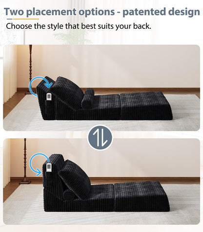 Folding Sofa Bed Versatile Boneless Chair Futon Couch Convertible Sleeper Chair Chaise Lounge Chair Indoor BeanBag Chair for Adult Kids, Oversized Comfy Floor Portable for Living Room Bedroom