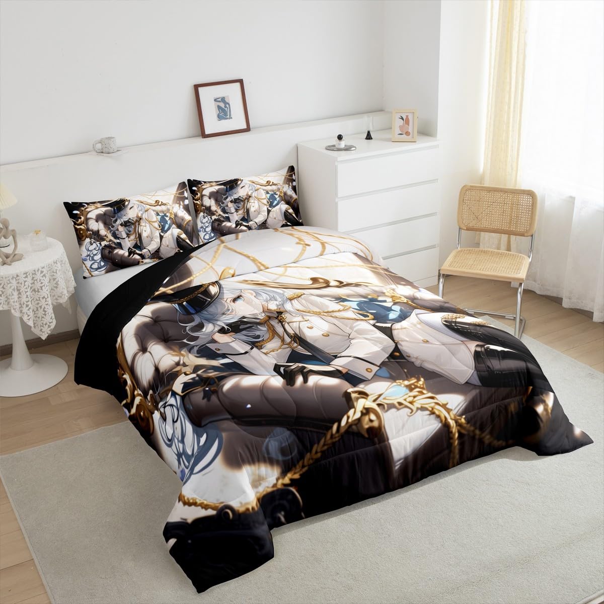 Erosebridal Anime Girl Twin Bedding Set for Kids, Kawaii Japanese Anime Comforter Set Cartoon Girl Duvet Insert for Girls Boys Teens Men Japanese Animation Down Comforter, 1 Pillow Case