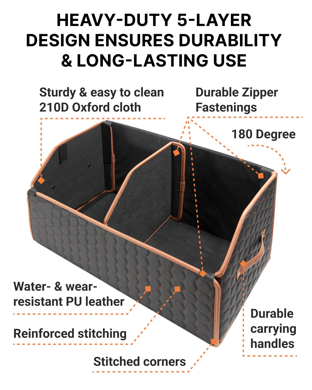 Owleys Foldable Trunk Organizer for Car Storage - Collapsible Auto Trunk Organizer With Lid - Trunk Organization (21.6 inch, Hexy)
