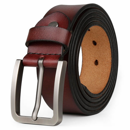 JingHao Mens Belt Big and Tall 30"-65",Genuine Leather Belts for Men,Casual Work Dress Jeans Belt,Black Brown Width 1.45" A18 (58"-60"/ Belt Length 160cm, Coffee)