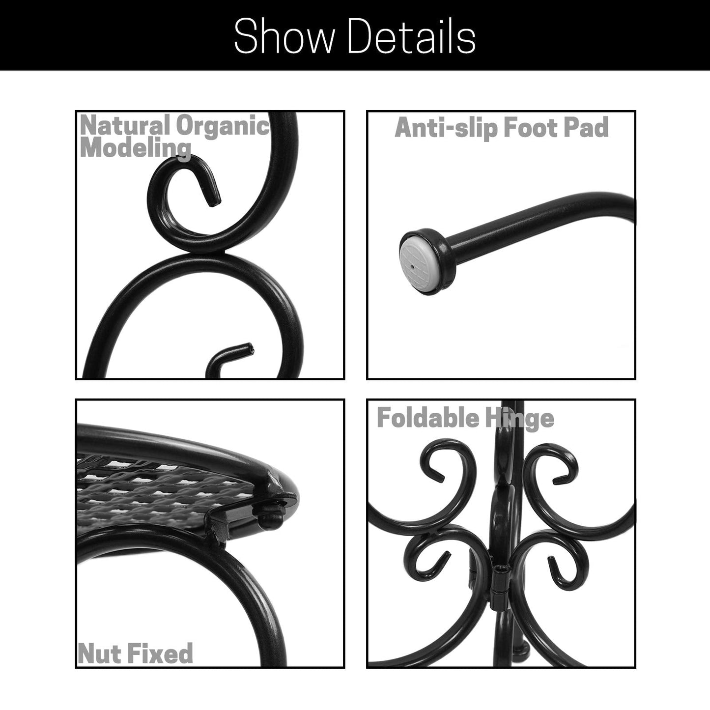 NAKUPE Metal Plant Stands Indoor Outdoor, Heavy Duty Flower Pot stand 22.5 inch Tall, Planter Pedestal Holder Rack for Patio Garden Porch Corner House Deck, 2 Pack(Black)