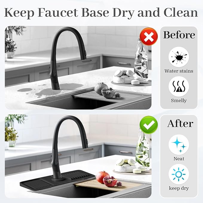 PoYang 14.6 Inch Faucet Mat for Kitchen Sink Splash Guard Behind Faucet