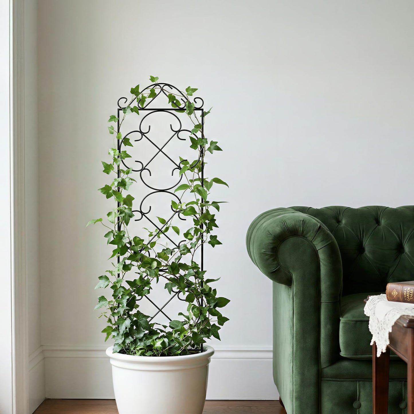 Thealyn Garden Trellis for Climbing Plants, 4 Pack 48" x 12.5" Metal Trellis for Potted Plants, Rust-Resistant Plant Support for Indoor Outdoor Use, for Ivy Clematis Vines Flowers, Black