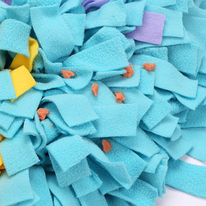 YEAKOO Dog Snuffle Mat, Hand Woven Dog Sniffing Pad Soft Pet Nose Work Smell Snuffle Mat Training Feeding Foraging Skill Blanket Dog Play Mats Puzzle Toys 45cmx45cm (Yellow/Purple/Blue)