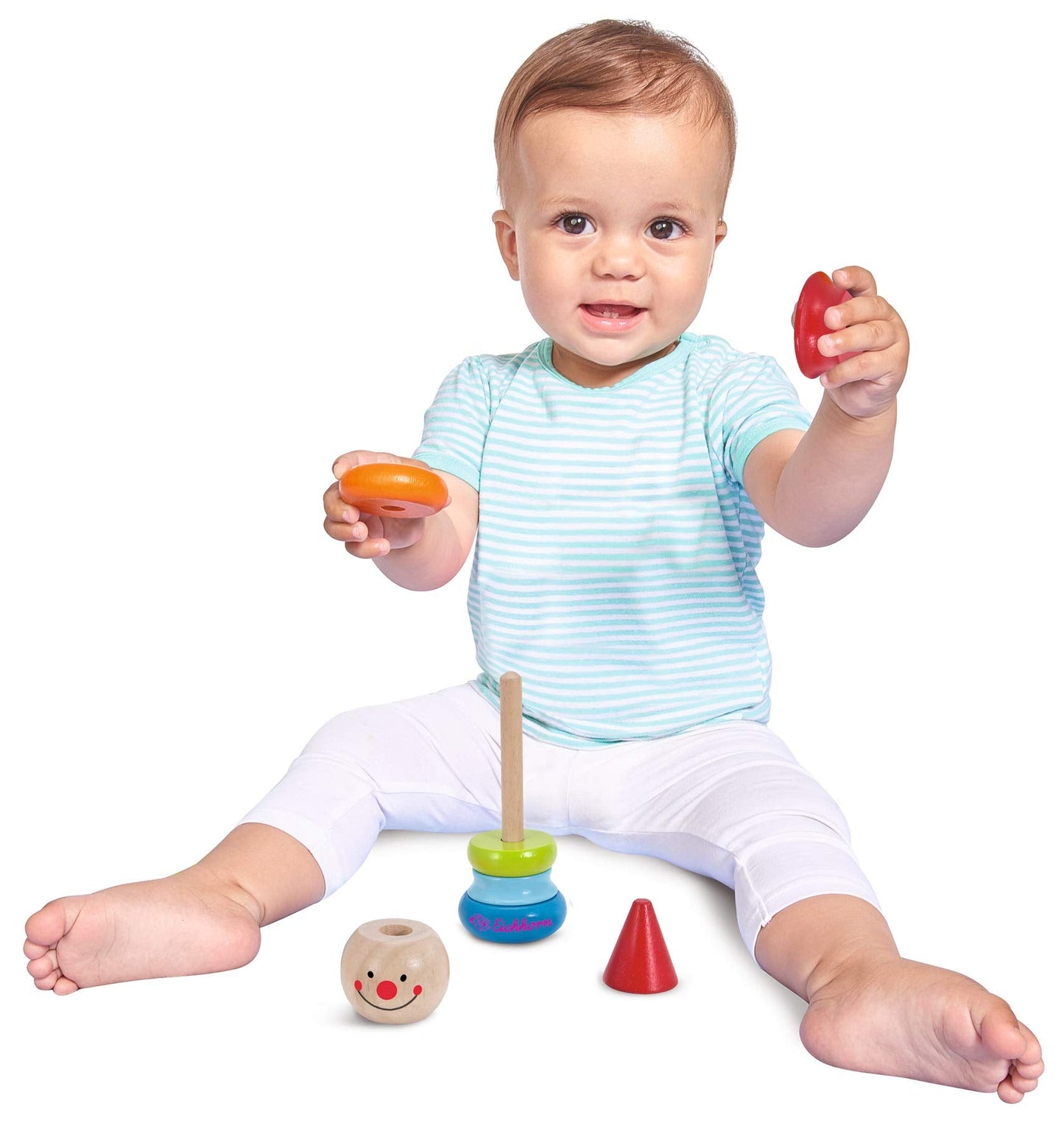 Eichhorn 100003750 Educational Play Set Consisting of Clown, Motor Skills Bow and Sliding Dog, 3 Pieces, Motor Skills Toy, Wooden Toy, 1 Year to 99 Years