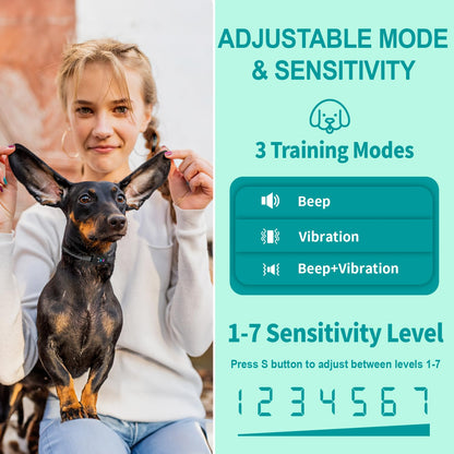 RICIVI Anti-Bark Collar for Small Dogs, No Shock Anti Barking Collars with 7 Sensitivities, 3 Adjustable Modes Beep & Vibration, IP67 Waterproof - Effective & Humane Small Dogs Bark Collar, Dark Black