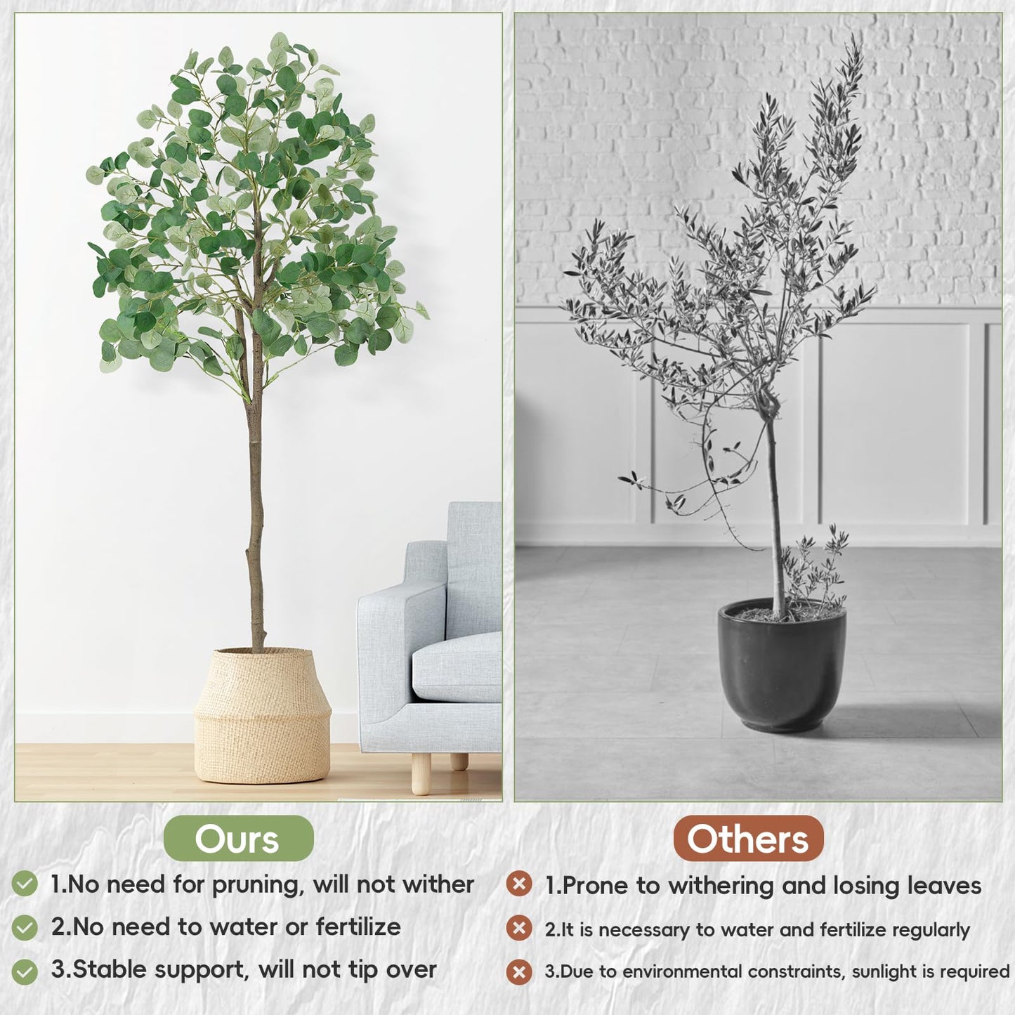 5ft Artificial Eucalyptus Tree, Realistic Faux Potted Plant with Nursery Pot, Full & Lush Greenery for Home Office Living Room Floor Decor