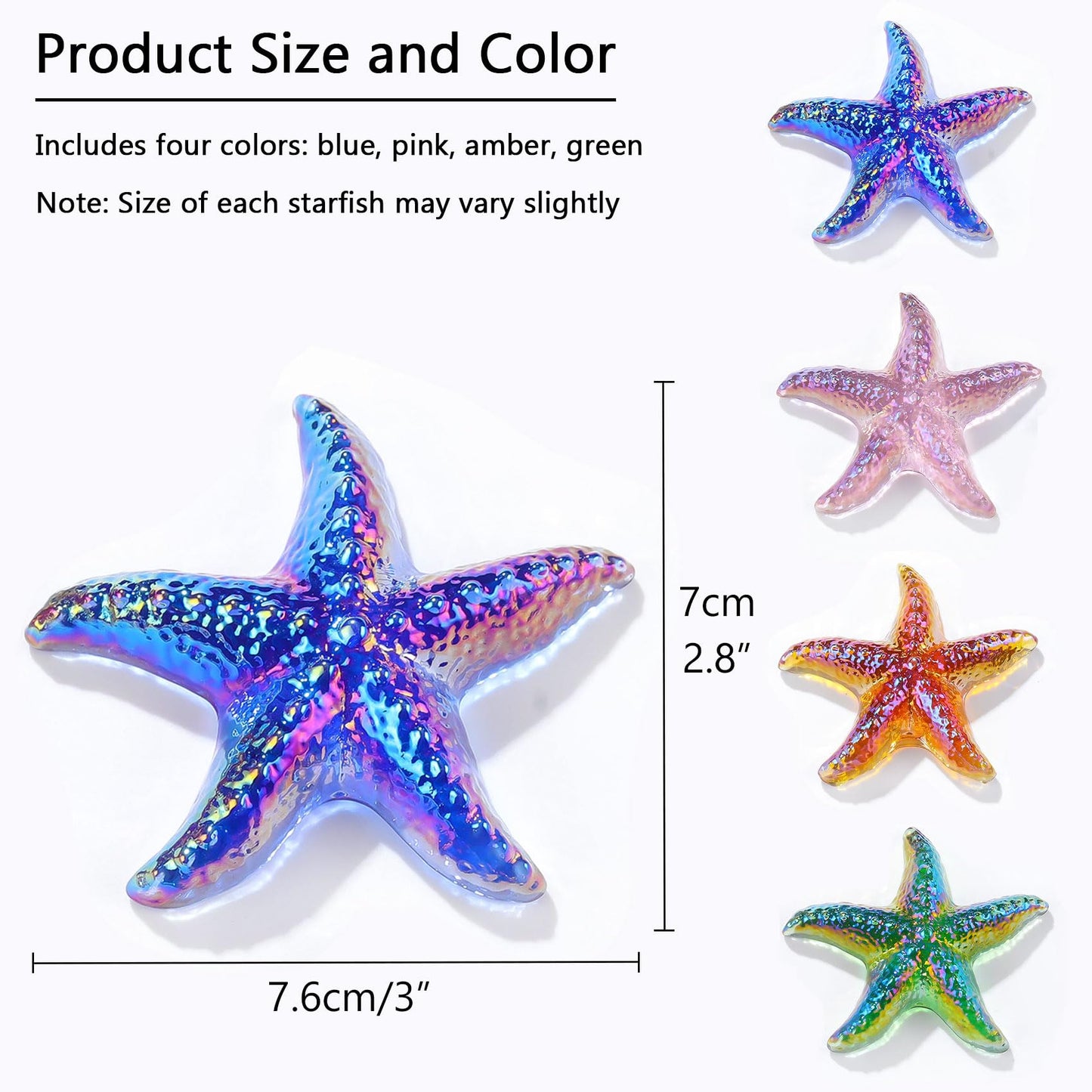 Movdyka 4pcs Starfish Crystal Figurine Desk Decor Handmade Blown Glass