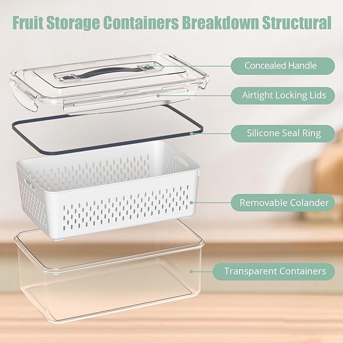 5 Pcs Fruit Storage Containers For Fridge
