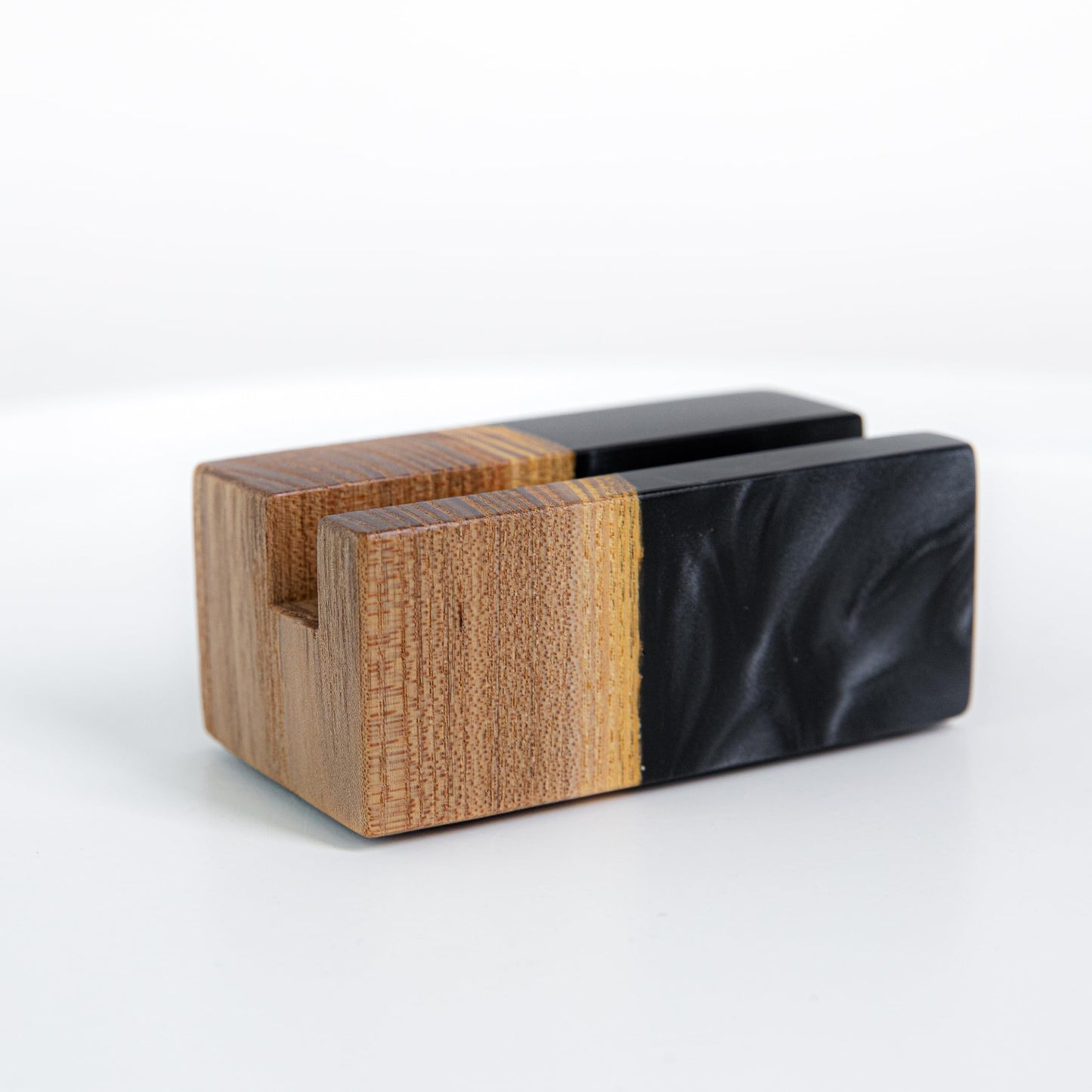 RWA Business Card Holder for Men & Women - Handcrafted Epoxy & Wood, Stylish & Durable Business Card Organizer, Premium Business Card Holders Desk Accessory for Professionals - ELEMENT, black