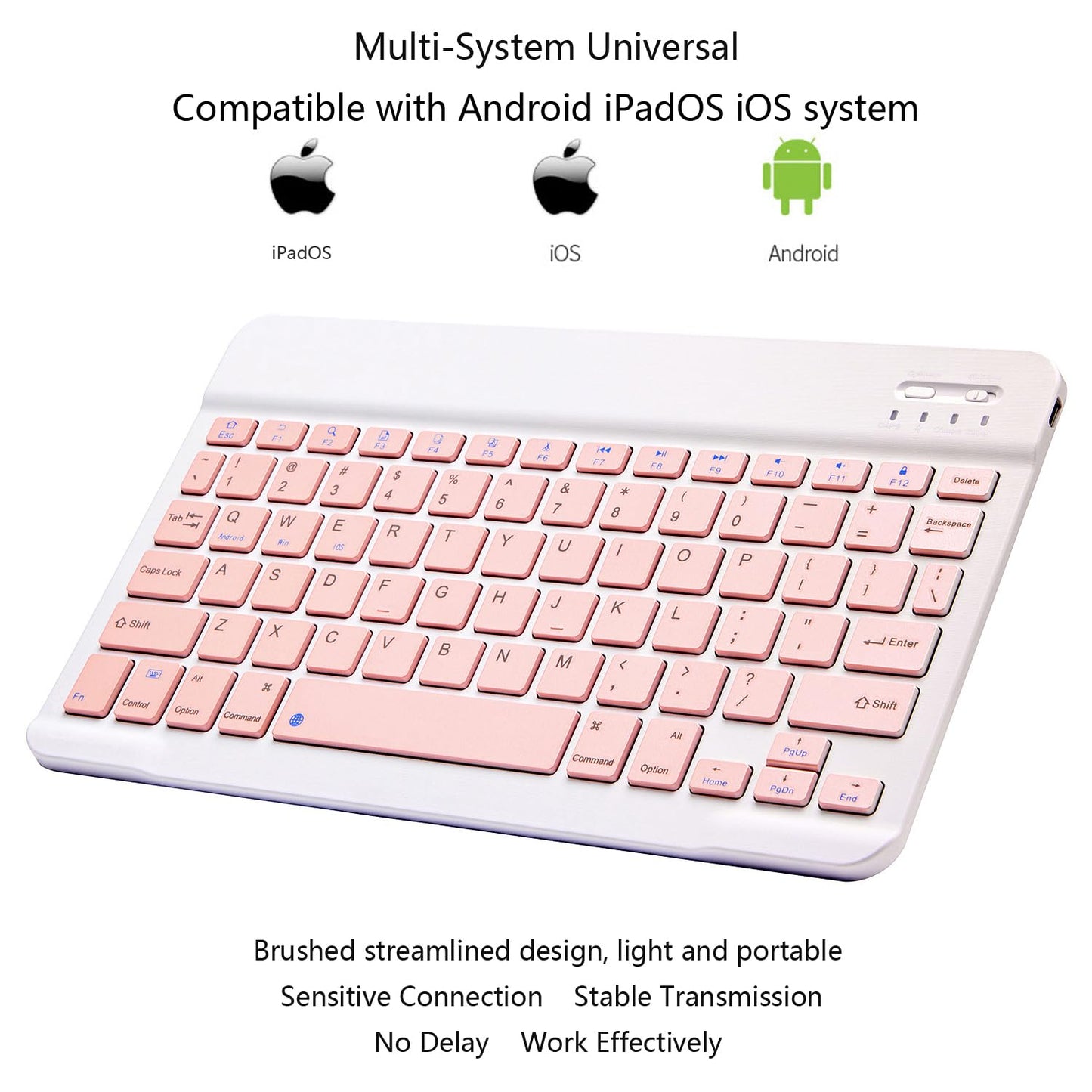 Ultra-Slim Bluetooth Keyboard Portable Mini Wireless Keyboard Rechargeable for Apple iPad iPhone Samsung Tablet Phone Smartphone iPadOS iOS Android (10 inch Black)